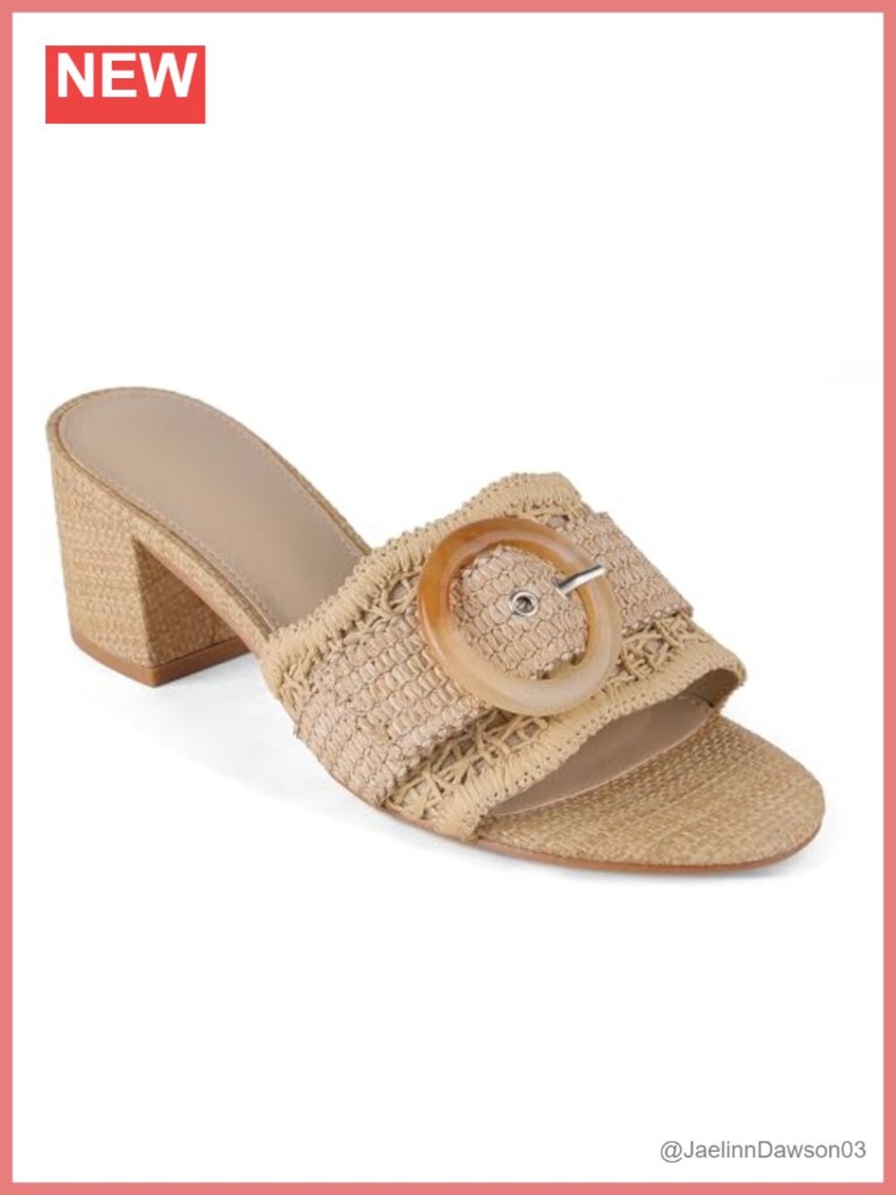 Raffia Mule Slides Sandals Backless Chunky Heel Open Toe Block Heel Sandals